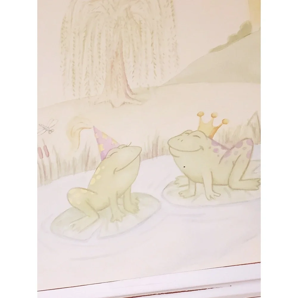 Wendy Bellissimo Frog Prince Framed Art White Pastel Nursery Wall Decor Large OS